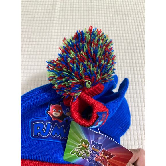 Beanie Cap - PJ Mask - Blue/Red w/Mittens Hat 358805 - Picture 3 of 6